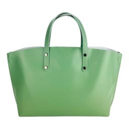 image-RB1024BF | Borsa Donna a Mano in Vera Pelle Made in Italy con tracolla removibile. Sacca grande interna estraibile. Accessori Canna di Fucile Lucido - Colore Menta - Dimensioni: cm 48x31x11