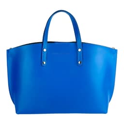 image-RB1024CH | Women's handbag in genuine leather Made in Italy with removable shoulder strap. Large internal removable bag. Polished gunmetal accessories - Royal blue color - Dimensions: 48x31x11 cm