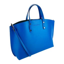 image-RB1024CH | Borsa Donna a Mano in Vera Pelle Made in Italy con tracolla removibile. Sacca grande interna estraibile. Accessori Canna di Fucile Lucido - Colore Blu Royal - Dimensioni: cm 48x31x11