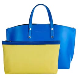 image-RB1024CH | Borsa Donna a Mano in Vera Pelle Made in Italy con tracolla removibile. Sacca grande interna estraibile. Accessori Canna di Fucile Lucido - Colore Blu Royal - Dimensioni: cm 48x31x11