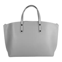image-RB1024F | Women's handbag in genuine leather Made in Italy with removable shoulder strap. Large internal removable bag. Polished gunmetal accessories - Gray color - Dimensions: 48x31x11 cm