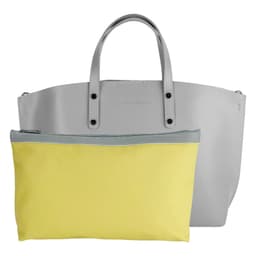 image-RB1024F | Women's handbag in genuine leather Made in Italy with removable shoulder strap. Large internal removable bag. Polished gunmetal accessories - Gray color - Dimensions: 48x31x11 cm