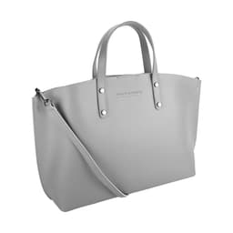 image-RB1024F | Borsa Donna a Mano in Vera Pelle Made in Italy con tracolla removibile. Sacca grande interna estraibile. Accessori Canna di Fucile Lucido - Colore Grigio - Dimensioni: cm 48x31x11