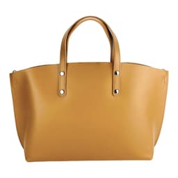 image-RB1024S | Women's handbag in genuine leather Made in Italy with removable shoulder strap. Large internal removable bag. Accessories Polished Gunmetal - Cognac color - Dimensions: 48x31x11 cm