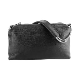image-RB1025A | Borsa Donna a Mano con doppia lampo in Vera Pelle Made in Italy. Tracolla in pelle regolabile. Accessori Nickel Lucido - Colore Nero - Dimensioni: cm 26 x 14 x 9
