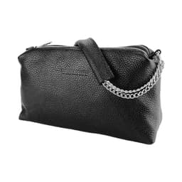 image-RB1025A | Borsa Donna a Mano con doppia lampo in Vera Pelle Made in Italy. Tracolla in pelle regolabile. Accessori Nickel Lucido - Colore Nero - Dimensioni: cm 26 x 14 x 9