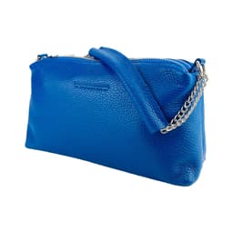 image-RB1025CH | Borsa Donna a Mano con doppia lampo in Vera Pelle Made in Italy. Tracolla in pelle regolabile. Accessori Nickel Lucido - Colore Blu Royal - Dimensioni: cm 26 x 14 x 9
