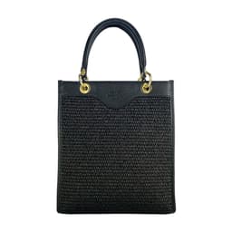 image-RB1026A | Borsa Donna a mano verticale in Vera Pelle e Paglia Made in Italy. Tracolla removibile e regolabile in pelle. Accessori Oro Lucido - Colore Nero - Dimensioni: cm 24 x 29 x 9