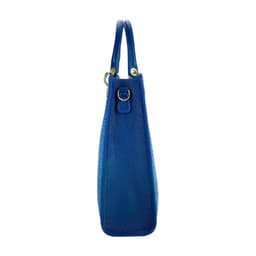 image-RB1026CH | Borsa Donna a mano verticale in Vera Pelle e Paglia Made in Italy. Tracolla removibile e regolabile in pelle. Accessori Oro Lucido - Colore Blu Royal - Dimensioni: cm 24 x 29 x 9