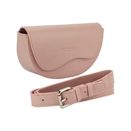 image-RB1027AZ | Women's rounded crossbody bag in genuine leather Made in Italy. Removable and adjustable leather shoulder strap. Polished Nickel Accessories - Antique Pink Color - Dimensions: 25 x 15 x 9 cm