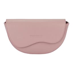 image-RB1027AZ | Women's rounded crossbody bag in genuine leather Made in Italy. Removable and adjustable leather shoulder strap. Polished Nickel Accessories - Antique Pink Color - Dimensions: 25 x 15 x 9 cm