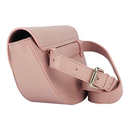 image-RB1027AZ | Women's rounded crossbody bag in genuine leather Made in Italy. Removable and adjustable leather shoulder strap. Polished Nickel Accessories - Antique Pink Color - Dimensions: 25 x 15 x 9 cm