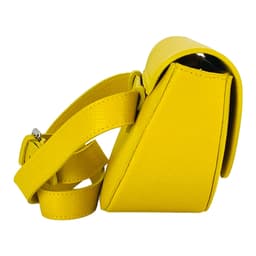 image-RB1027R | Borsa Donna a Bandoliera stondata in Vera Pelle Made in Italy. Tracolla removibile e regolabile in pelle. Accessori Nickel Lucido - Colore Giallo - Dimensioni: cm 25 x 15 x 9