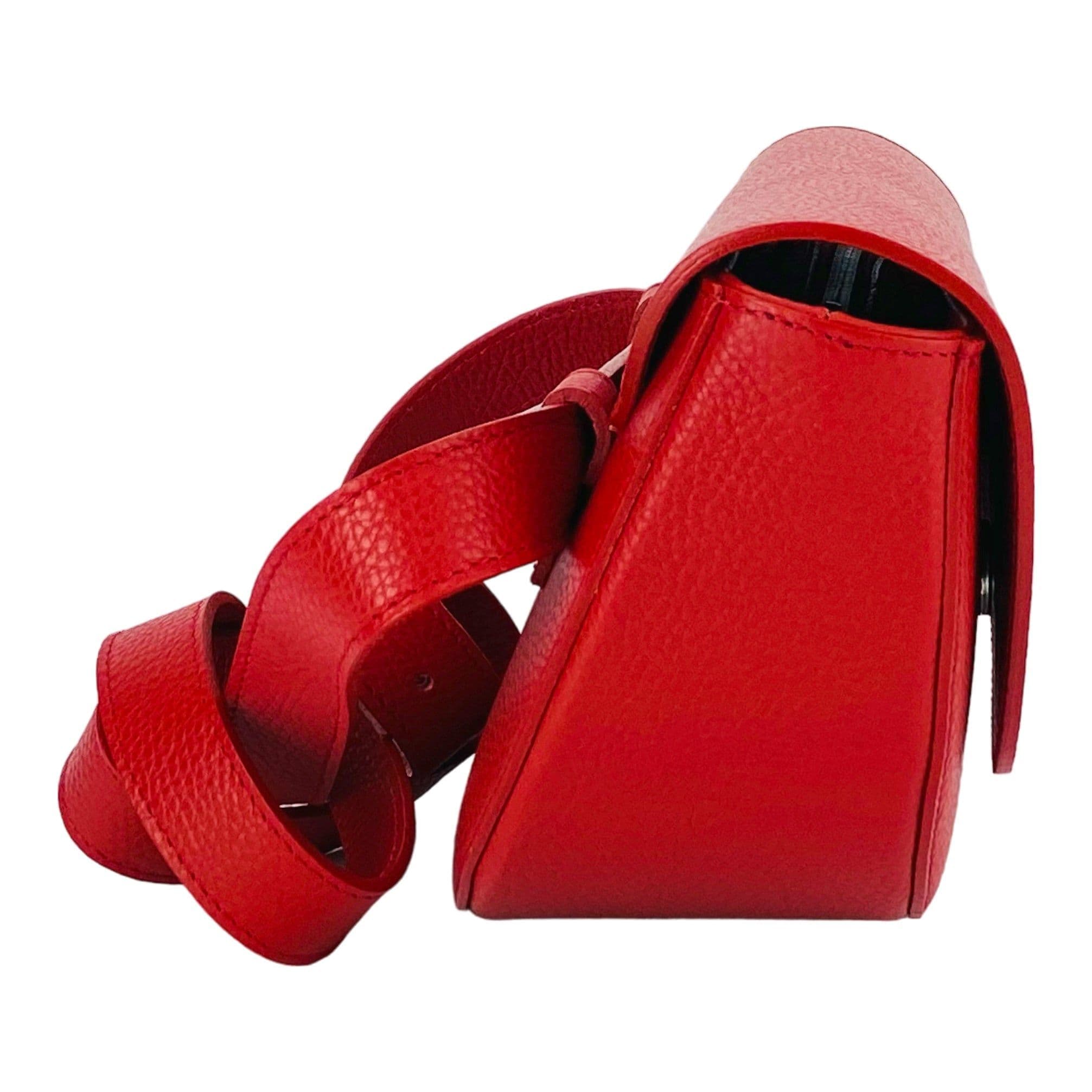image-RB1027V | Women's rounded crossbody bag in genuine leather Made in Italy. Removable and adjustable leather shoulder strap. Polished Nickel Accessories - Red Color - Dimensions: 25 x 15 x 9 cm