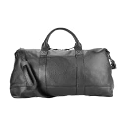 image-RB1029A | Made in Italy Genuine Leather Travel Bag with adjustable and removable shoulder strap. Zipper closure and accessories in shiny nickel metal - Black color - Dimensions: 57 x 26 x 24 cm