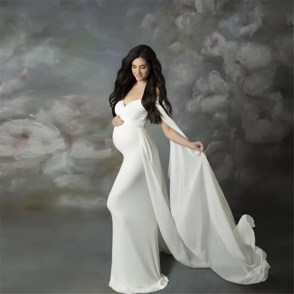 image-Sexy Shoulderless Maternity Dresses For Photo Shoot Long Fancy
