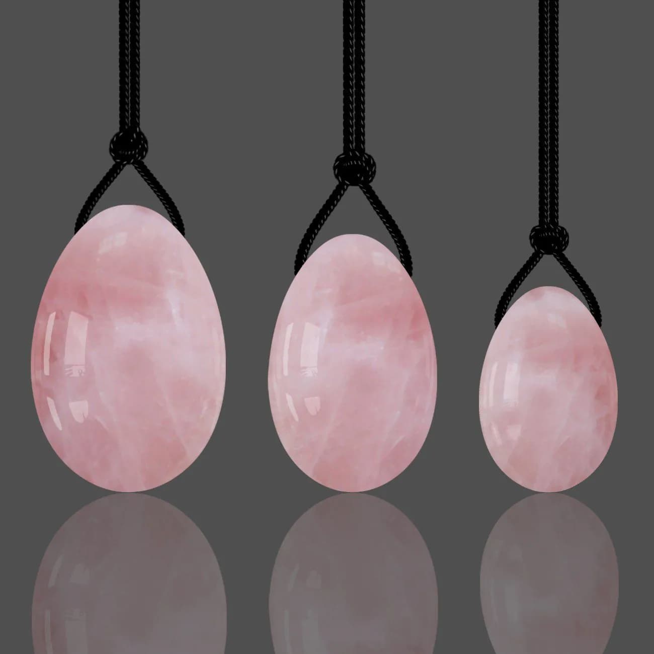 image-Rose Quartz Stone Yoni Egg Set Vaginal Tightening Love Eggs Exerciser