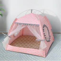 image-Pet Cat Dog Teepee Tents Houses with Cushion & Blackboard Kennels