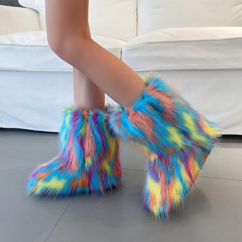 image-New autumn and winter women's outdoor warm non-slip boots furry