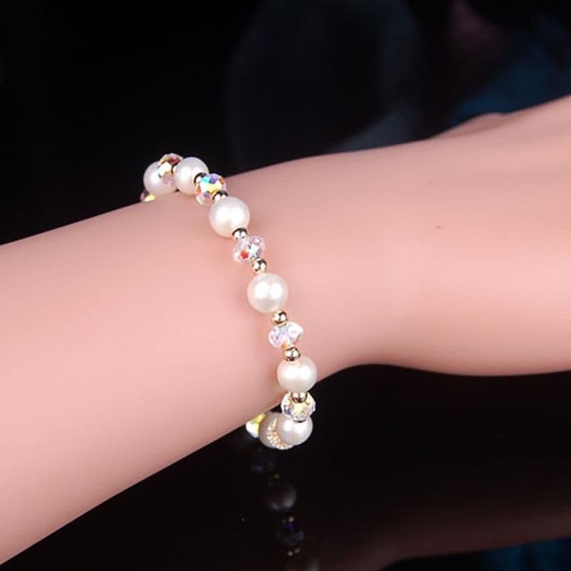 image-Beaded 2020 new 8mm imitation pearl bracelet Pujiang Crystal simple