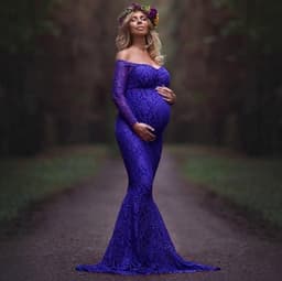 image-Maternity fitted lace gown wedding bridal show dress photography baby