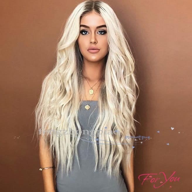 image-FZP Long Body Wave Blonde Wigs Glueless Full Wig China hair Like Human