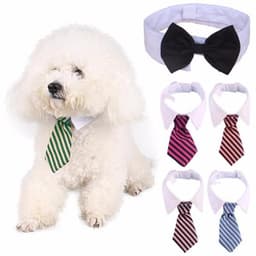 image-Dog Grooming Cat Striped Bow Tie Collar Pet Adjustable Neck Tie White