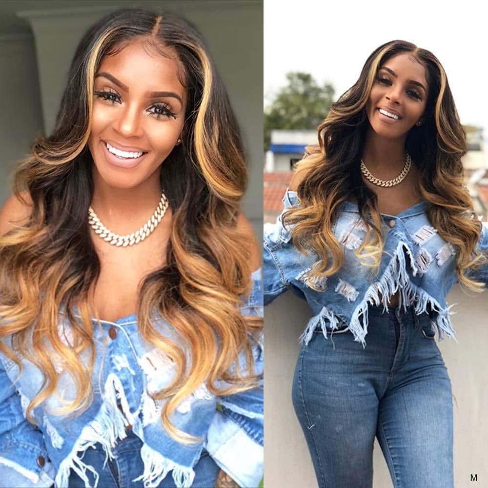 image-Ombre Blonde 13x4 Lace Front Human Hair Wigs 130% 150% Density Lace