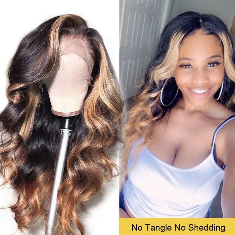 image-Ombre Blonde 13x4 Lace Front Human Hair Wigs 130% 150% Density Lace
