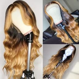 image-Ombre Blonde 13x4 Lace Front Human Hair Wigs 130% 150% Density Lace