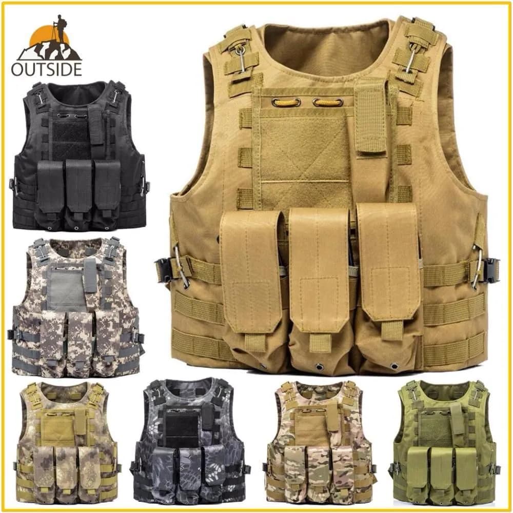 image-USMC Airsoft Tactical Vest Molle Combat Assault Plate Carrier Tactical
