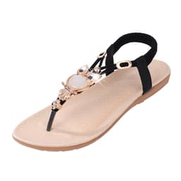 image-Fashion women shoes sandals Bohemian Women's slides Owl Beaded Flat