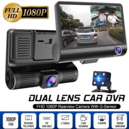 image-Car DVR 3 Cameras Lens 4.0 Inch Dash Camera Dual Lens With Rearview