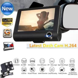 image-Car DVR 3 Cameras Lens 4.0 Inch Dash Camera Dual Lens With Rearview
