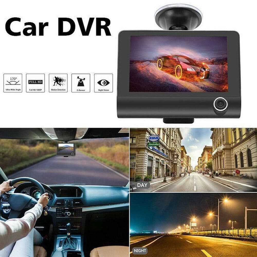 image-Car DVR 3 Cameras Lens 4.0 Inch Dash Camera Dual Lens With Rearview