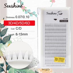 image-Seashine Lashes Premade Volume Fans Short Stem 3D Faux Mink Lash