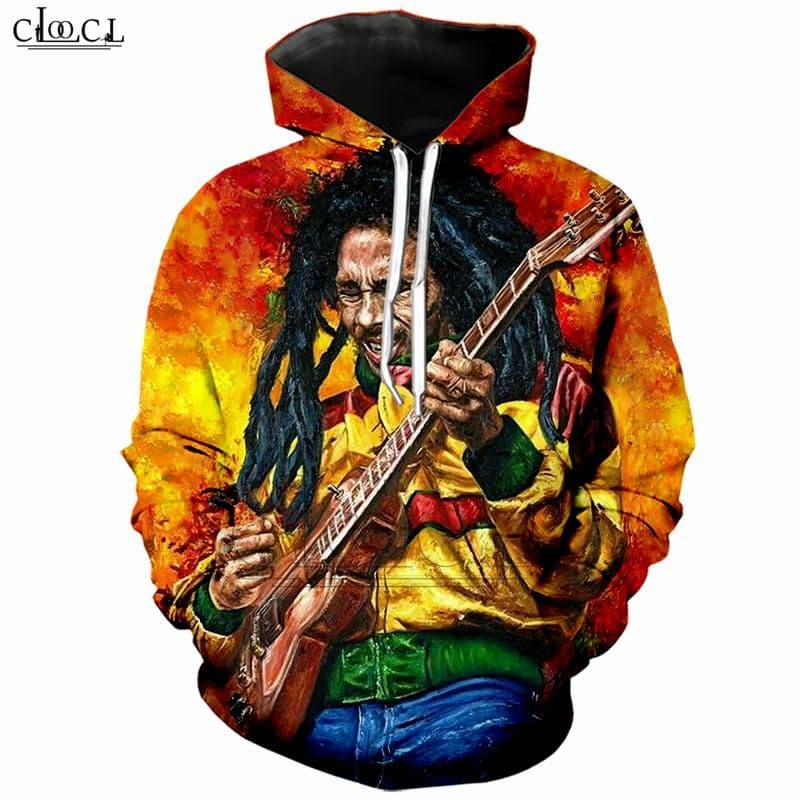 image-New Men/Women Hoodie Bob Marley Smokes Reggae Creator 3D Print Street