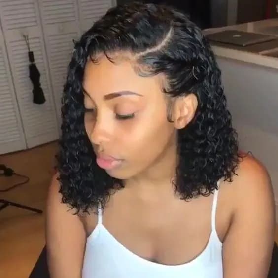image-fashion 7a Brazilian Hair short bob curly wig Simulation Human Hair