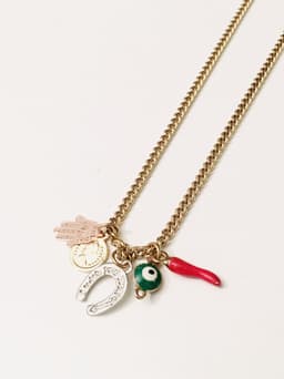 image-Red Horn and Evil Eye Talisman Necklace - Talisman Jewelry
