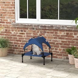 image-PawHut Cooling Raised Dog Bed w/ Breathable Mesh, for Mini, S Dogs - Dark Blue