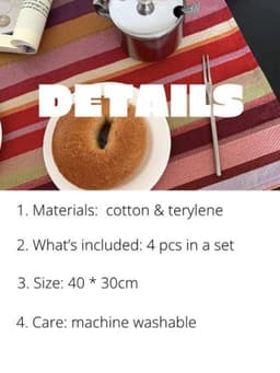 image-Retro Stripe Placemat Set of 4 Pcs for Table Setting