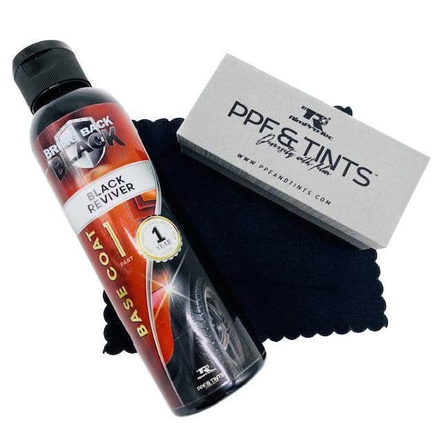 image-Bring Back Black™ Separate Reviver Plastic Restoration Bottles 120ml With 4 x Silk Cloths