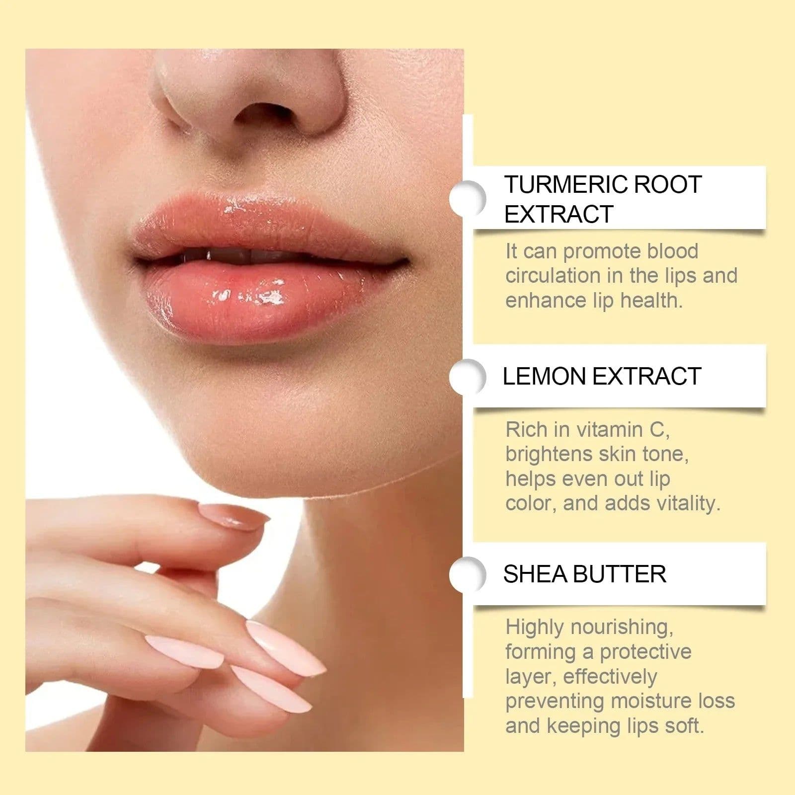 image-Lemon Ginger Lip Balm Turmeric Dark Melanin Remove Mask Gloss Oil Exfoliating Clean Improve Dullness Moisturizer Lip Balm Care