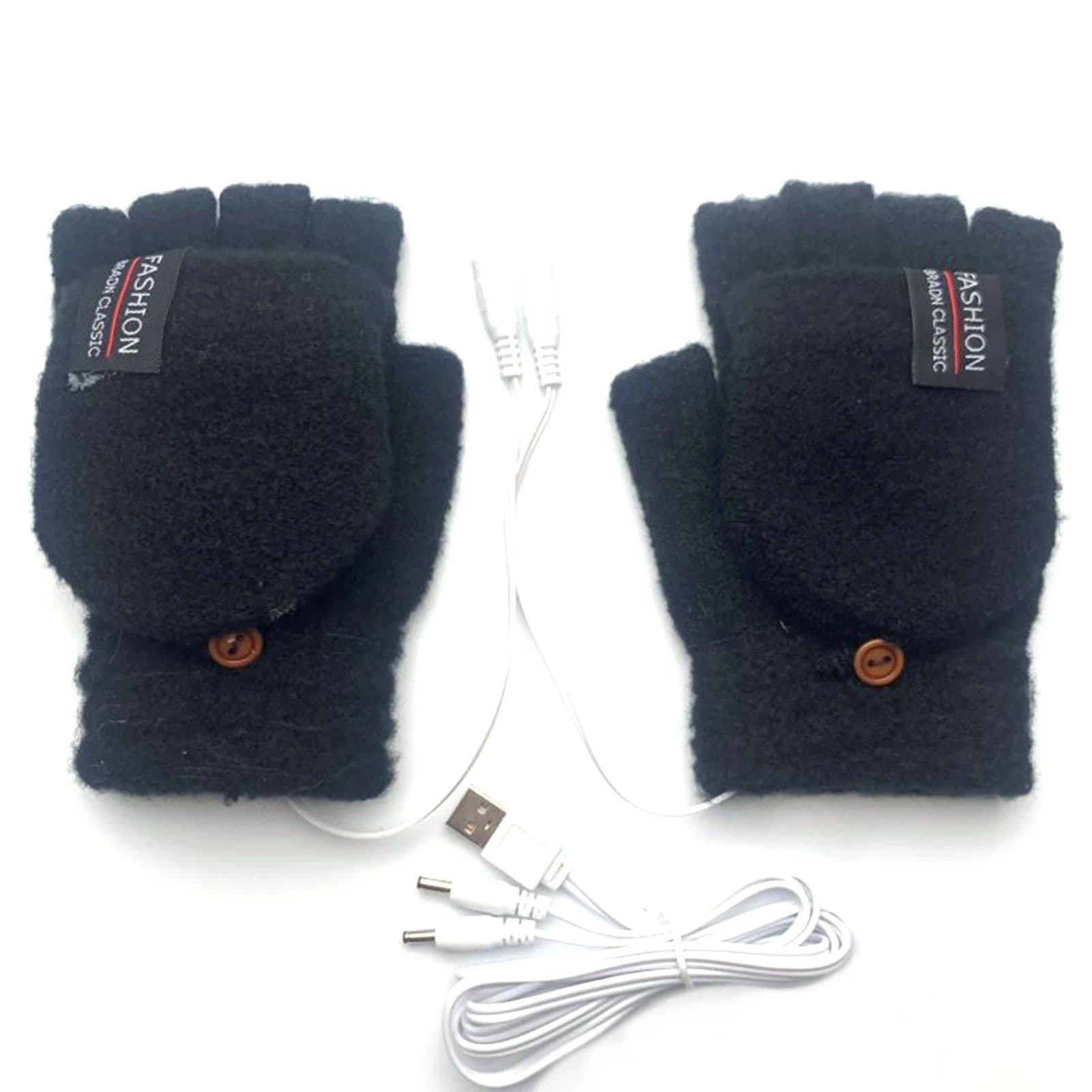 image-USB Electric Heating Half-Finger Gloves Unisex USB Powered Half-Finger Thermal Gloves For Indoor Outdoor