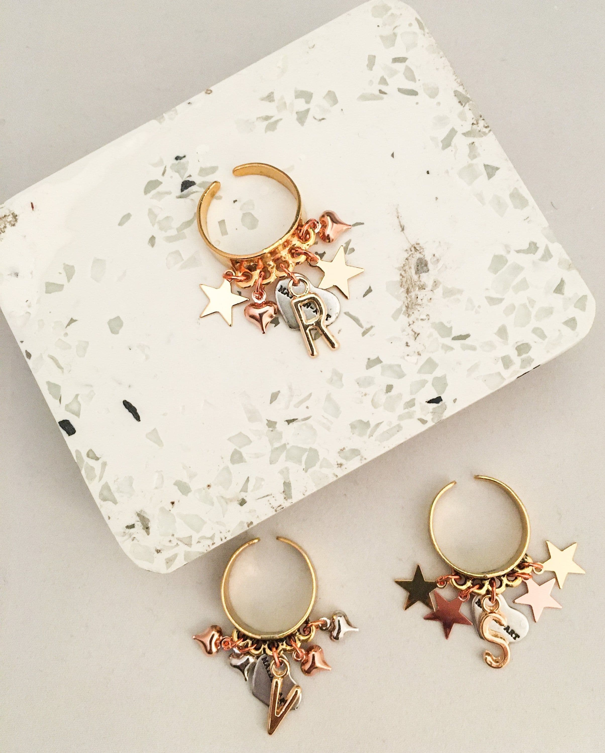 image-Ring in 18kt Gold plated brass. Initial Ring Gold.