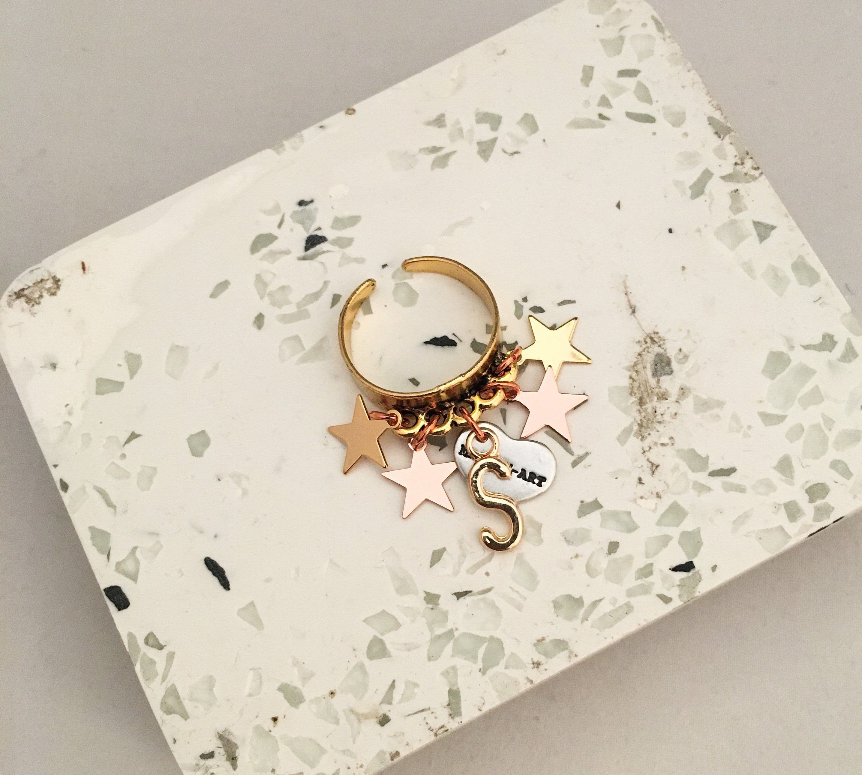 image-Ring in 18kt Gold plated brass. Initial Ring Gold.