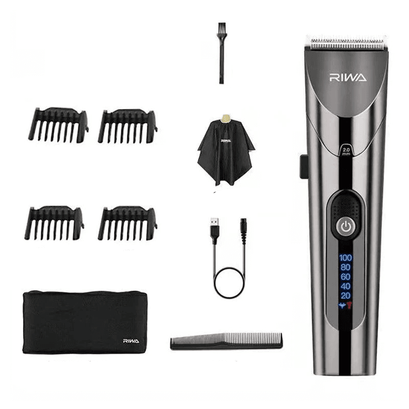 image-Washable Rechargeable Hair Clipper Professional Barber Trimmer Grey