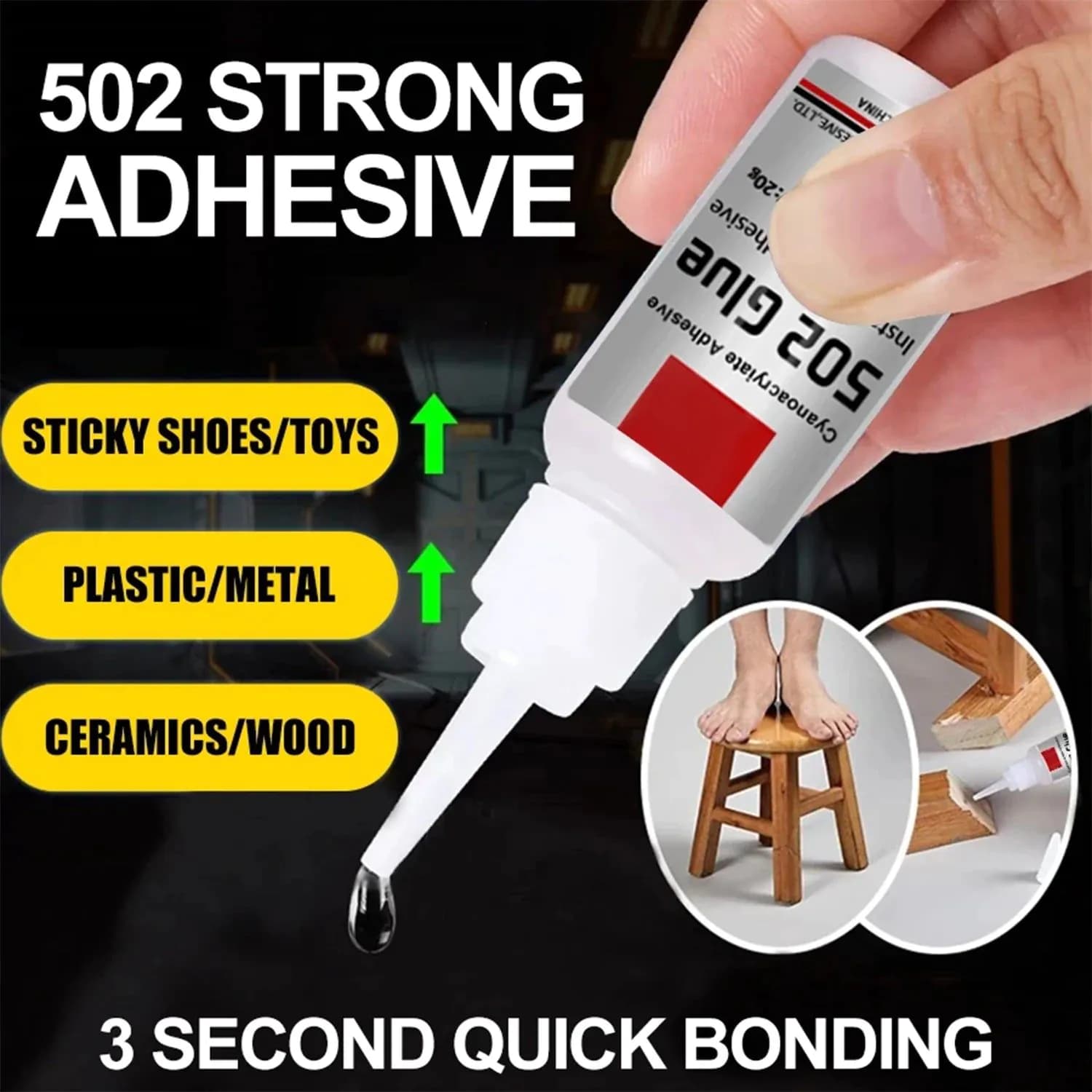 image-JXVX 1-5pcs 502 Super Glue Instant Quick-drying Cyanoacrylate Adhesive Leather Rubber Wood Metal Strong Bond Liquid Glue Tool