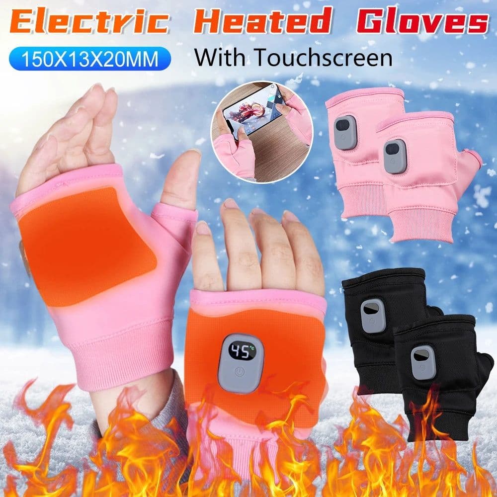 image-Electric Heated Gloves Winter Moto Riding Thermal Gloves 360 Degree Heating Thermal Heated Gloves Fingerless Thermal Hand Warmer