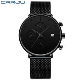 image-CRRJU Mens Watches Luxury Sport Wrist Watch Unique Design Stainless Steel Auto Date Mesh Strap Men Fashion Casual Quartz Watches